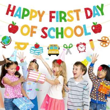 Happy First Day of School Banner for Kids Celebrations