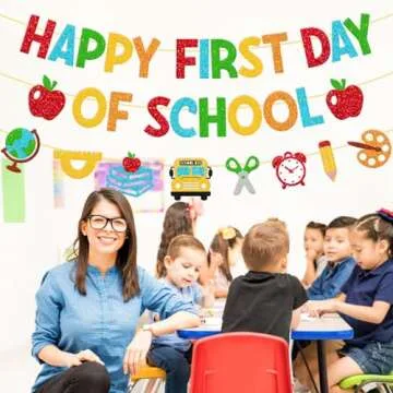 Happy First Day of School Banner for Kids Celebrations
