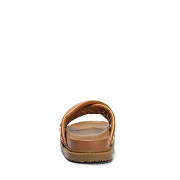 DREAM PAIRS Women's SDSS2224W Crisscross Open Toe Slide Sandals Flat Comfort Slip on Sandals Brown Size 6