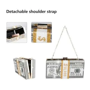 LoveWLC Women Dollar Handbag Money Clutch Purse Grey Money Purses Bag for Women