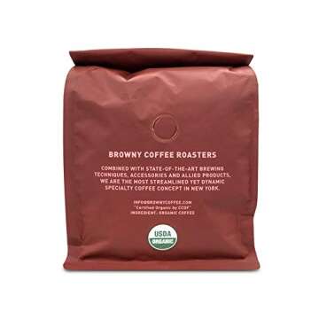 Browny Indonesian Sumatra Organic Roasted Coffee Whole Beans - Premium Artisan Dark Roast in 16oz (1 Pound)