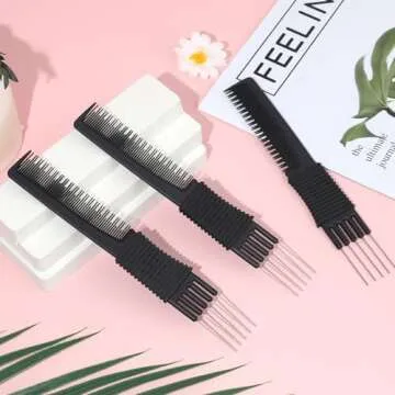 Lift Teasing Combs Set - 3 Black Styling Combs for Women