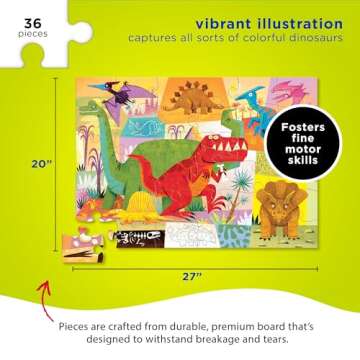 Crocodile Creek 36-Piece Dinosaur Puzzle for Kids