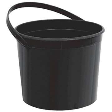 Multipurpose Black Plastic Bucket with Handle - 6.25" x 4.5" (1 Pc) - Sturdy & Durable Design - Perf...