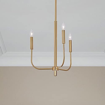 MOTINI 3-Light Farmhouse Chandelier in Gold Brushed Brass Finish, Hanging Candle Pendant Lighting Fi...