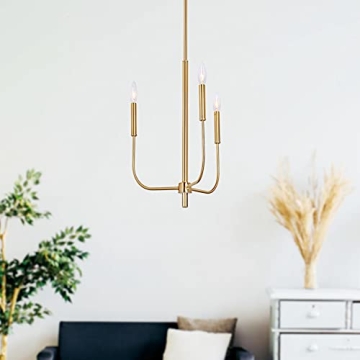 Elegant 3-Light Farmhouse Chandelier in Gold Finish