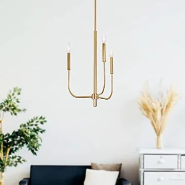 Elegant 3-Light Farmhouse Chandelier in Gold Finish
