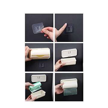gofidin 2pcs Trash Bag Dispenser Roll Holder, Wall Mounted Storage Boxes Bathroom Supplies Plastic Bags Container Home Storage Organization