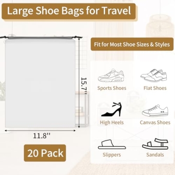 20 Pack Travel Shoe Bags - Waterproof & Easy Storage