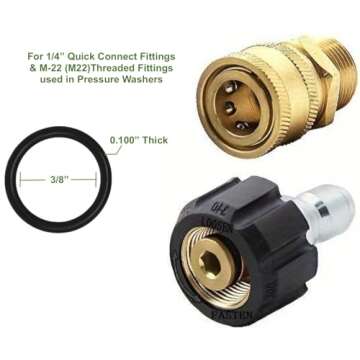 Power Pressure Washer O-Rings for 1/4" Quick Coupler, Compatible with High Temperature Viton FKM (24...