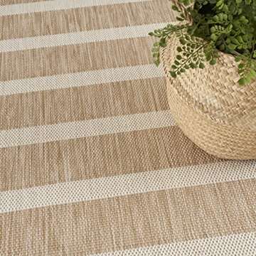 Nourison Positano Indoor/Outdoor Beige Ivory 9' x 12' Area Rug, Easy Cleaning, Non Shedding, Bed Room, Living Room, Dining Room, Backyard, Deck, Patio (9x12)