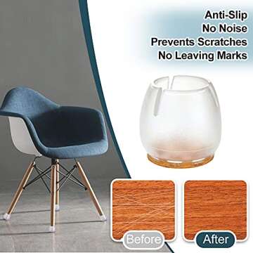 32 Pcs Chair Leg Covers, Chair Leg Protectors, Chair Leg Caps, Chair Floor Protectors for Hardwood to Prevent Floor Scratches and Reduce Noise, Fit 1"-1.14"