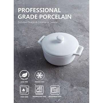 Sweese Porcelain Ramekins - Set of 4 Mini Casserole Dishes