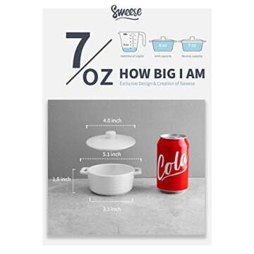 Sweese Porcelain Ramekins - Set of 4 Mini Casserole Dishes