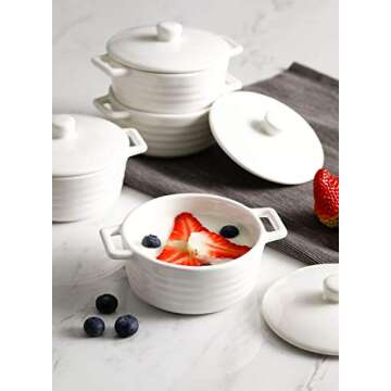 Sweese Porcelain Ramekins - Set of 4 Mini Casserole Dishes