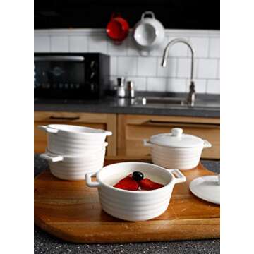 Sweese Porcelain Ramekins - Set of 4 Mini Casserole Dishes