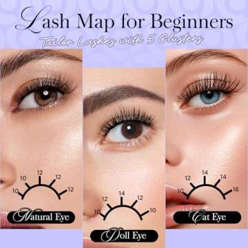 BEYELIAN Lash Clusters, 168 Pcs Individual Cluster Lashes, 10-16mm C Curl DIY Eyelash Extension Super Thin Band Resuable Soft Glue Bonded Lash Extensions (Style3 0.07 Mix Black Band)