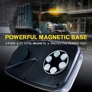 Xprite COB LED Amber Rooftop Strobe Beacon Lights w/Magnetic Base 19 Flashing Pattern, Safety Warning Caution Light for Emergency Construction Vehicles Snowplow Trucks Postal Mail Cars