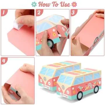 Sinasasspel Hippie Party Favor Boxes Two Groovy Birthday Party Decorations Hippie Bus Gift Treat Goodie Candy Paper Boxes Boho Rainbow Party Supplies Back to School Retro 60s Theme Table Centerpieces