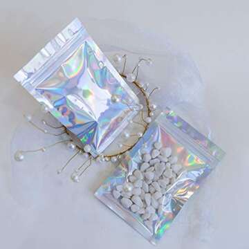 Stylish 100-Piece Holographic Smell Proof Bags