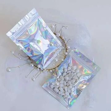 Stylish 100-Piece Holographic Smell Proof Bags