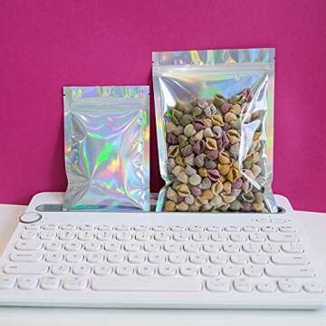 Stylish 100-Piece Holographic Smell Proof Bags