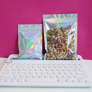 Stylish 100-Piece Holographic Smell Proof Bags