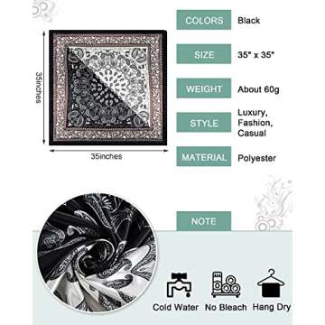 JaGely 12 Pcs 35" Satin Square Large Head Scarves Silk Like Neck Scarf Vintage Bandanas Satin Hair S...