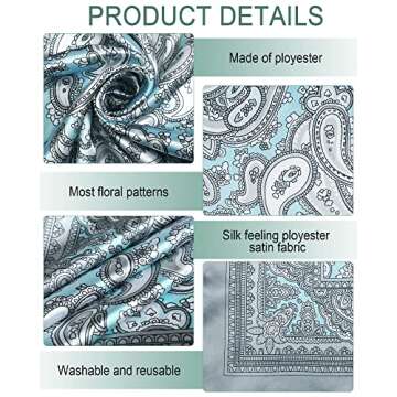 JaGely 12 Pcs 35" Satin Square Large Head Scarves Silk Like Neck Scarf Vintage Bandanas Satin Hair Scarf Neckerchief(Classic Style)