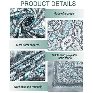 JaGely 12 Pcs 35" Satin Square Large Head Scarves Silk Like Neck Scarf Vintage Bandanas Satin Hair Scarf Neckerchief(Classic Style)