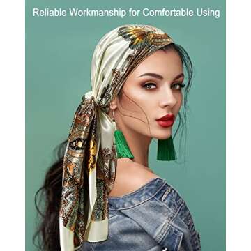 JaGely 12 Pcs 35" Satin Square Large Head Scarves Silk Like Neck Scarf Vintage Bandanas Satin Hair Scarf Neckerchief(Classic Style)