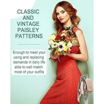 JaGely 12 Pcs 35" Satin Square Large Head Scarves Silk Like Neck Scarf Vintage Bandanas Satin Hair Scarf Neckerchief(Classic Style)