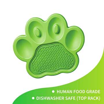 PetDreamHouse PAW 2-in-1 Slow Feeder Interactive Bowl and Removable Lick Mat Pad for Dogs, Puppies or Cats Plate Food Treats Controls Fast Eating Anti Bloating - Green