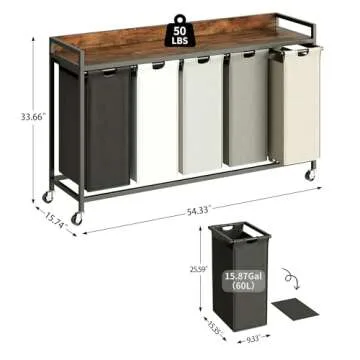 Herture Laundry Hamper with Removable Bags & Wheels