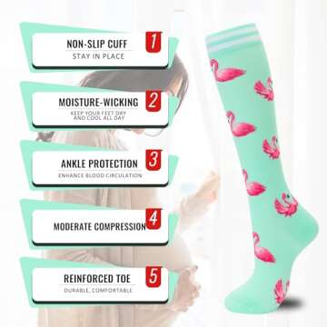 fenglaoda Compression Socks for Women Men 3 Pairs Graduated Compression Support Circulation Socks for Nurses
