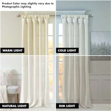 Madison Park Emilia Faux Silk Single Curtain with Privacy Lining, DIY Twist Tab Top, Window Drape for Living Room, Bedroom and Dorm, 108"L x 50"W, White