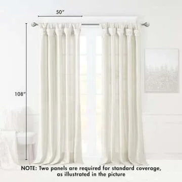 Madison Park Emilia Faux Silk Single Curtain with Privacy Lining, DIY Twist Tab Top, Window Drape for Living Room, Bedroom and Dorm, 108"L x 50"W, White