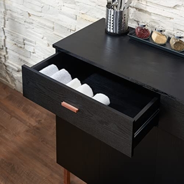 Brysin Modern Buffet Server with Wine Holder Black Rose Gold