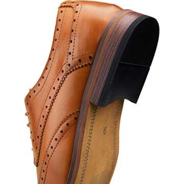 Vostey Men's Dress Shoes Brown Dress Shoes for Men Oxford Shoes for Men Wingtip Shoes Men Formal Shoes Business Shoes Derby Dress Shoes (BMY701 Yellow Brown 11)