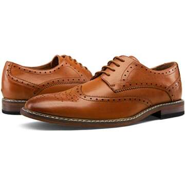 Vostey Men's Dress Shoes Brown Dress Shoes for Men Oxford Shoes for Men Wingtip Shoes Men Formal Shoes Business Shoes Derby Dress Shoes (BMY701 Yellow Brown 11)