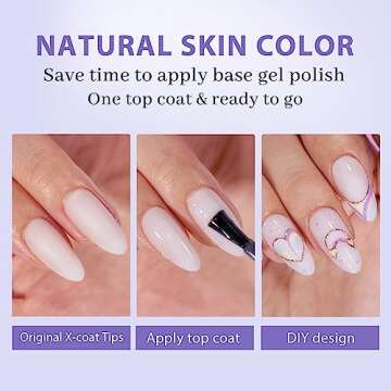 BTArtboxnails Almond Gel Nail Tips Medium - Pre Colored Milky White Soft Gel Nail Tips, Milky White Press on Nails, Natural XCOATTIPS Pre Applied Tip Primer