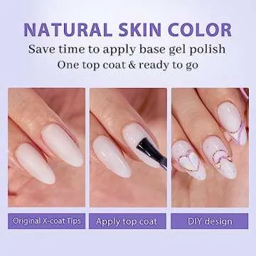 BTArtboxnails Almond Gel Nail Tips Medium - Pre Colored Milky White Soft Gel Nail Tips, Milky White Press on Nails, Natural XCOATTIPS Pre Applied Tip Primer