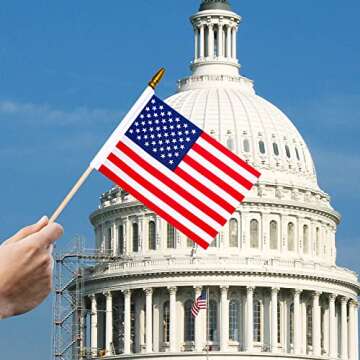 24 Pcs USA 4''x6'' Wooden Stick Flag,July 4th Decoration, Veteran Party, Mini American Stick Flag - ...