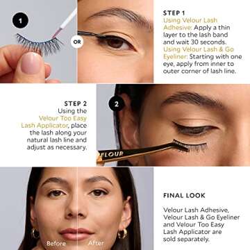 Velour Effortless Lashes, Natural Looking False Eyelashes, Fluffy & Lightweight No Trim Eyelashes, Reusable Fake Lashes For All Eye Shapes, Vegan & Cruelty-Free, Lash Glue not Included (No Drama)