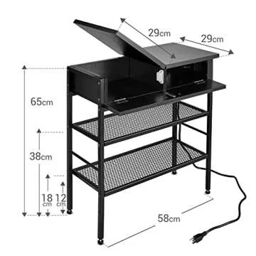WASAGUN End Table with Charging Station & USB Ports, Side Table with Pull Down Drawer & Storage Shelf Nightstand for Living Room Bedroom,Black