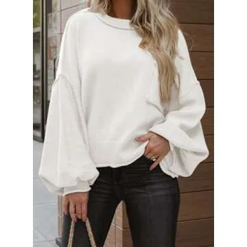 Dokotoo Womens Sweaters Fall 2024 Trendy Oversized Sweater for Women in White
