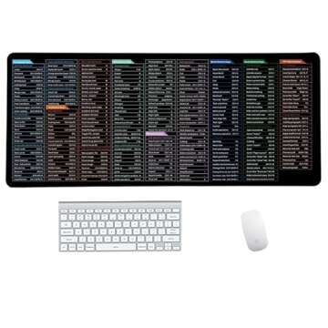 Quick Key Keyboard Mouse Pad, Non-Slip Desk Mat with Office Software Shortcuts Pattern, Upgraded Extended Large Rubber Base Mice Smooth Cloth Mouse Pad Desk Mat