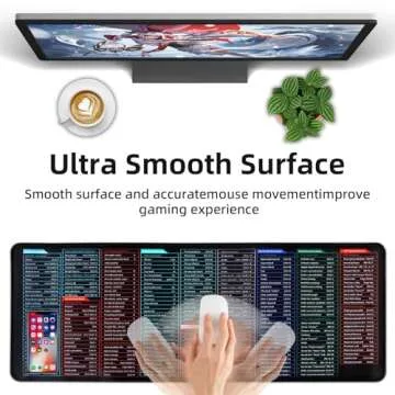 Quick Key Keyboard Mouse Pad, Non-Slip Desk Mat with Office Software Shortcuts Pattern, Upgraded Extended Large Rubber Base Mice Smooth Cloth Mouse Pad Desk Mat