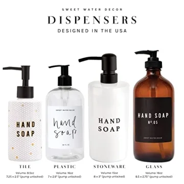 Amber Refillable Soap Dispensers for Farmhouse Decor