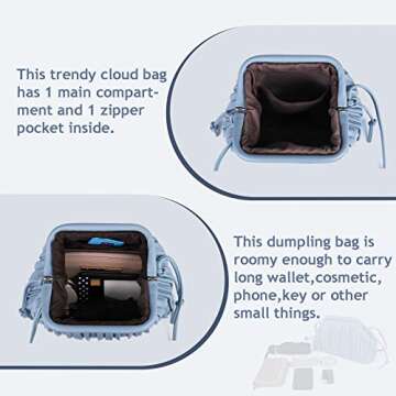 GLITZALL Clutch Purse and Dumpling Bag for Women,Designer Cloud Handbag and Ruched Bag with Detachable Shoulder Strap